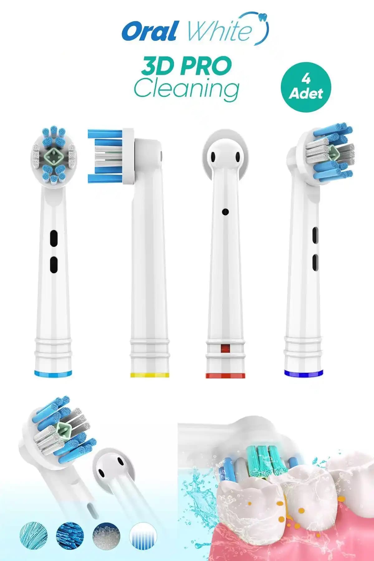 Oral White 3D Pro Cleaning ve Regular Cleaning Yedek Başlıklarının Karşılaştırması