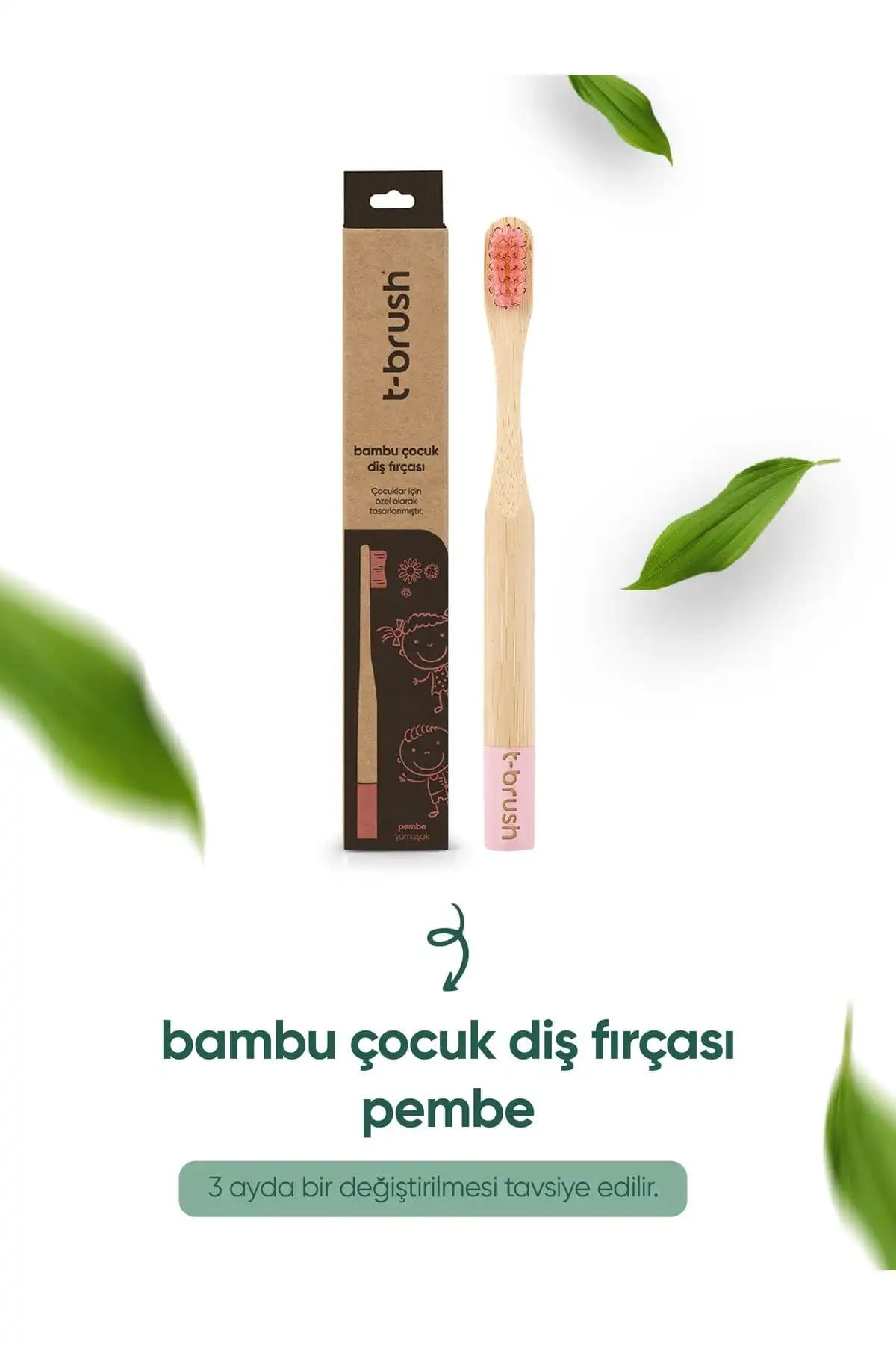 TBRUSH Vegan Bambu Çocuk Diş Fırçası Doğa Dostu ve Güvenli Kullanım İçin Uygun