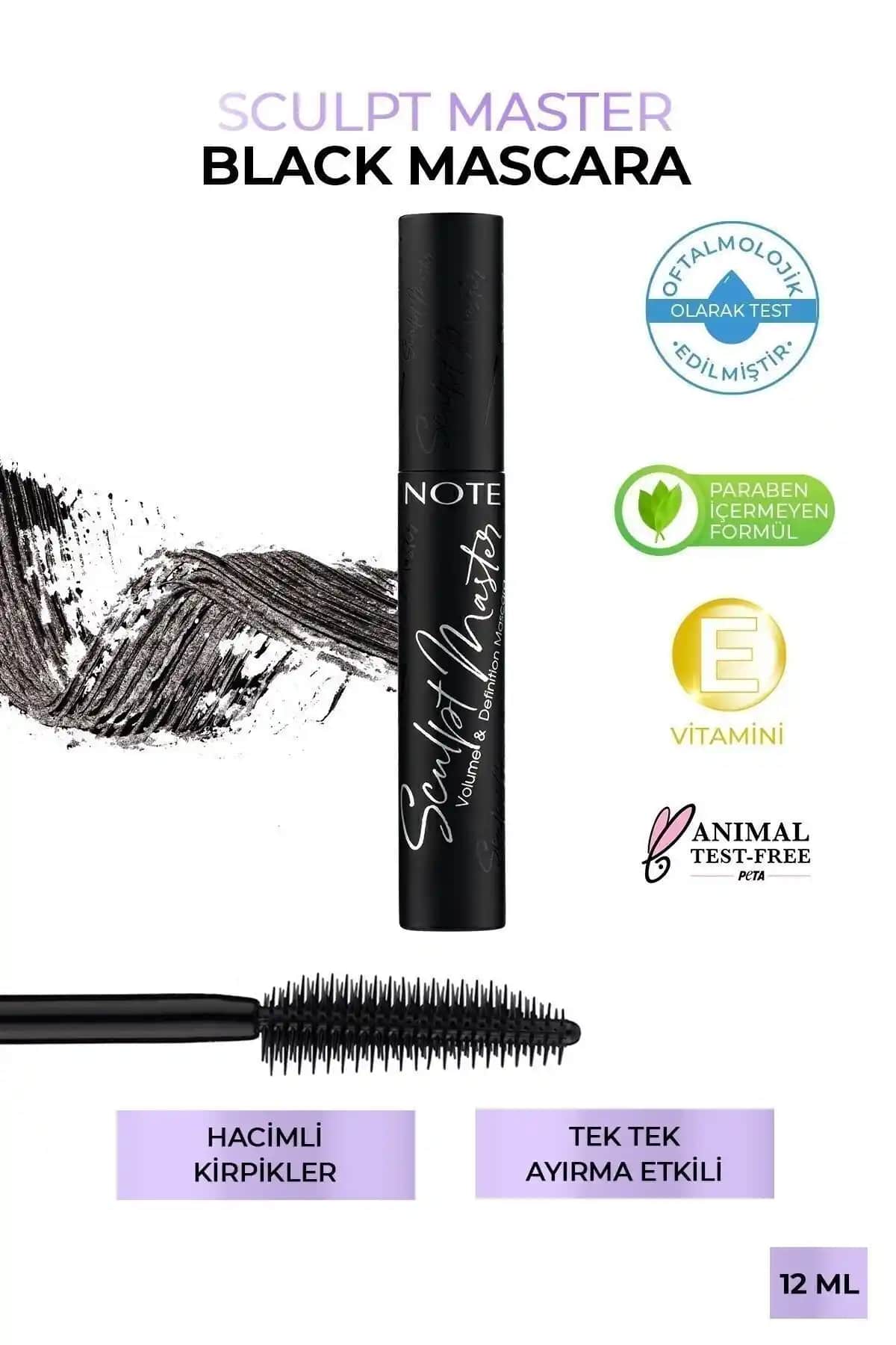 Note Cosmetics Sculpt Master Extra Black Maskara ile doğal ve etkileyici kirpikler elde edin