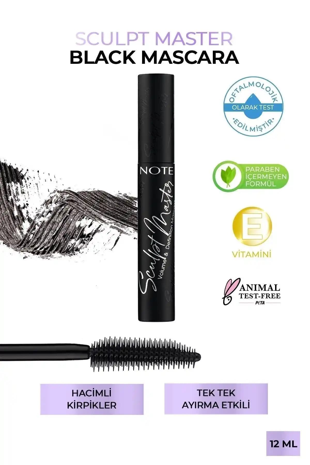 Note Cosmetics Sculpt Master Extra Black Maskara ile doğal ve etkileyici kirpikler elde edin
