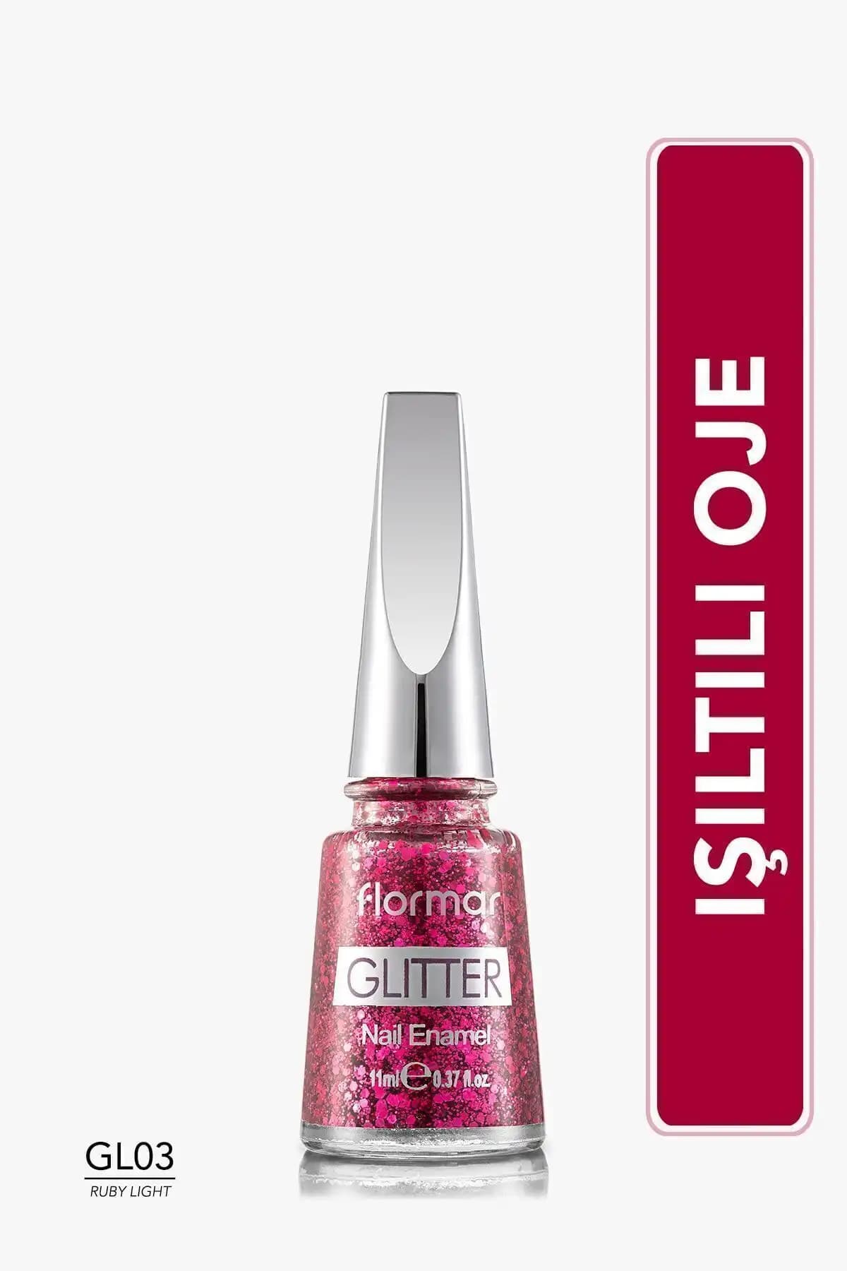 Flormar Glitter Oje Pembe Simli Parlak ve Uzun Süre Dayanan Tırnak Ojesi