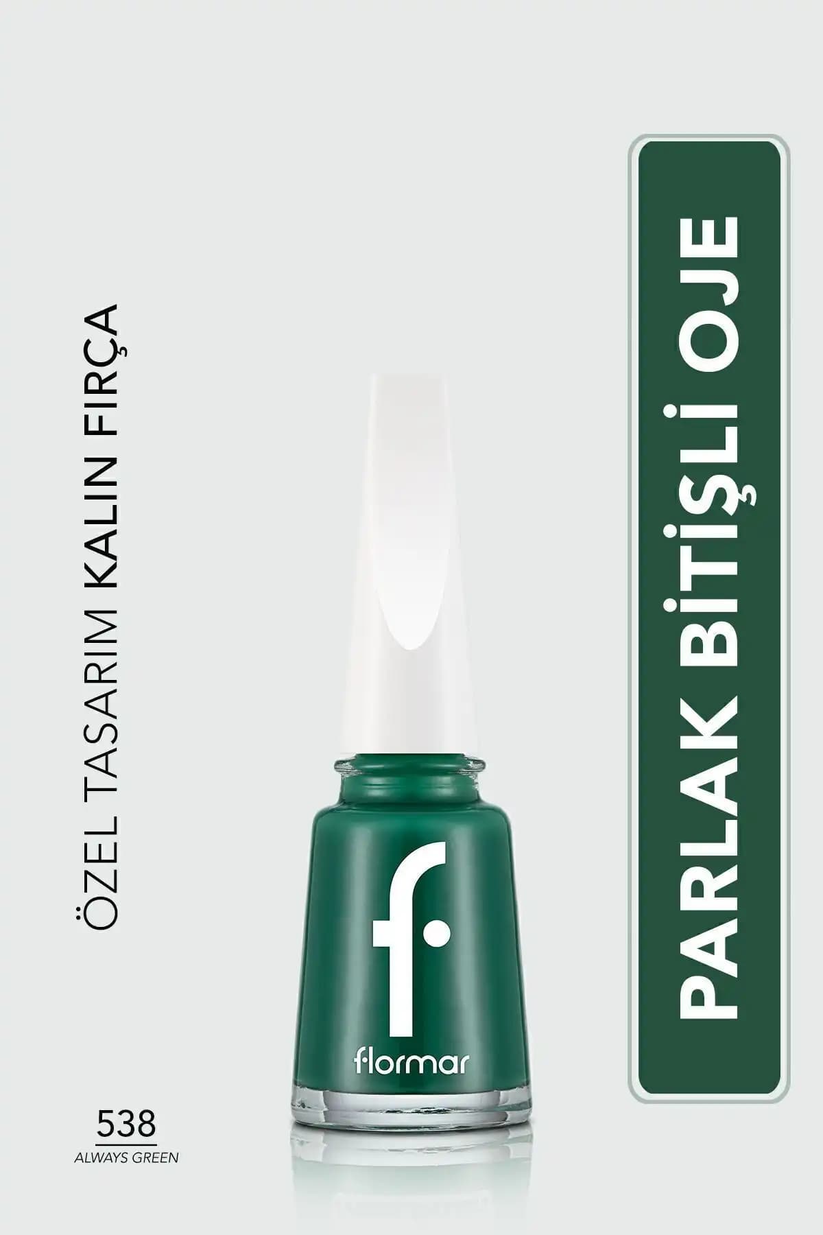 Flormar Klasik Parlak Bitişli Yüksek Pigmentli Yeşil Oje 538 Always Green