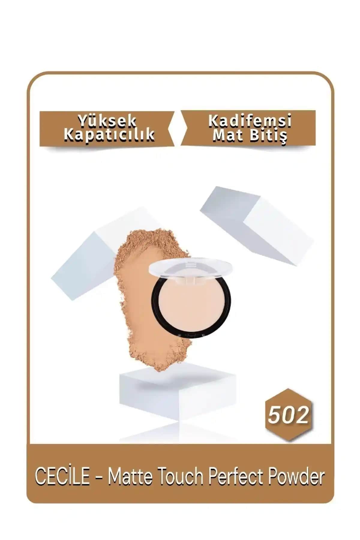 Cecile Matte Touch Perfect Pudra 502 Beige: Yüksek Kapatıcılık ve Doğal Mat Görünüm Sağlar