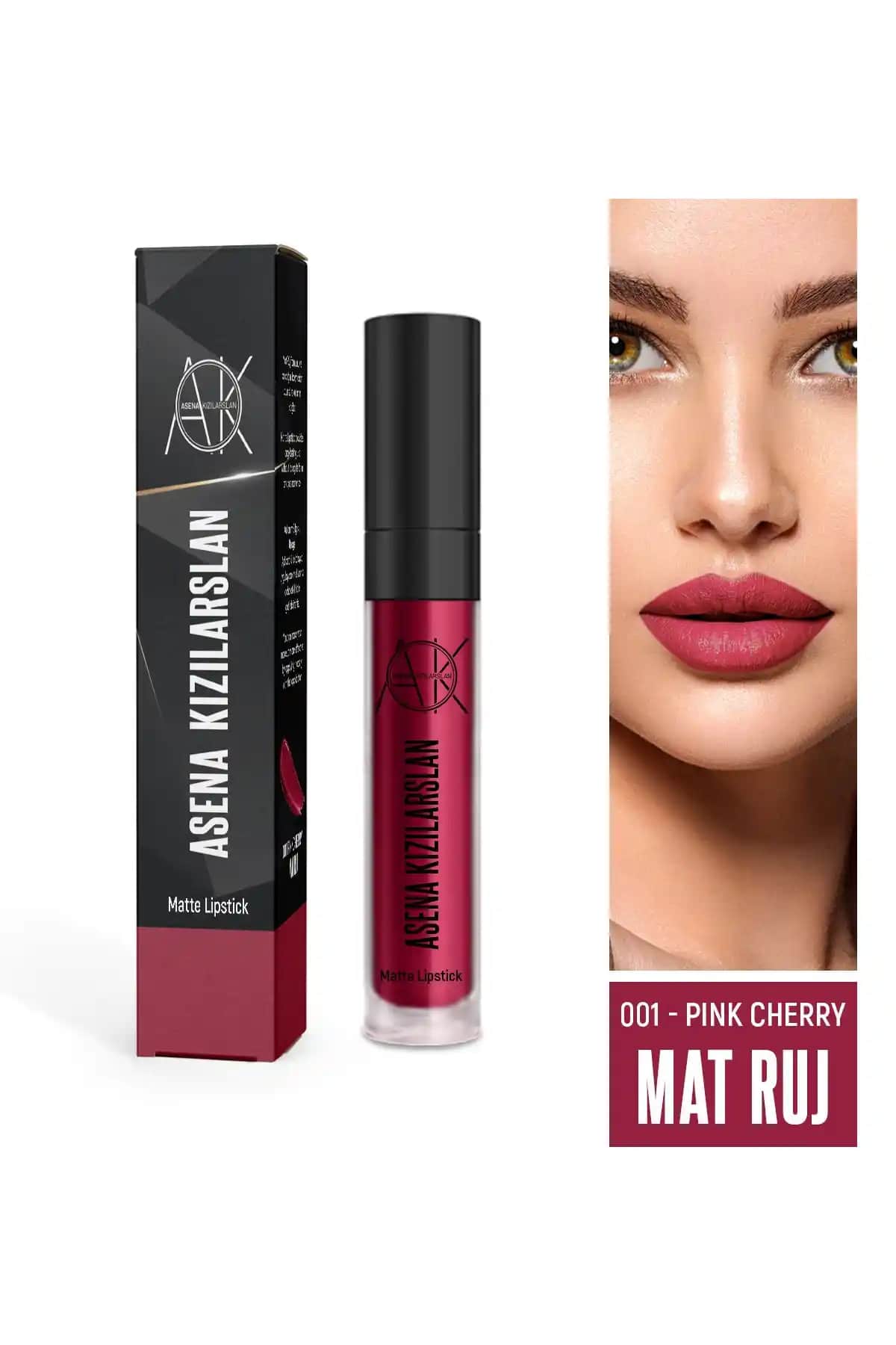 Asena Kızılarslan Pink Cherry 001 Mat Ruj: Uzun Süre Kalıcı ve Canlı Renkli Dudaklar