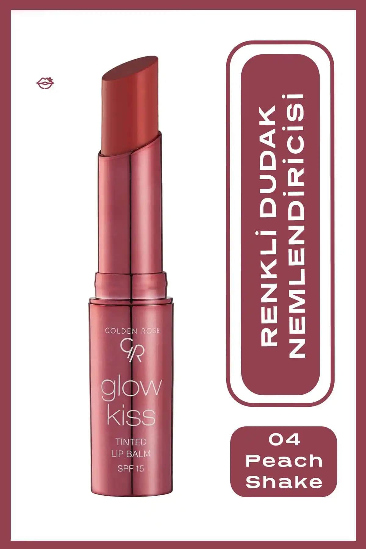 Golden Rose Glow Kiss Renkli Dudak Balsamı No: 04 Peach Shake - Doğal ve Nemlendirici Dudak Bakımı