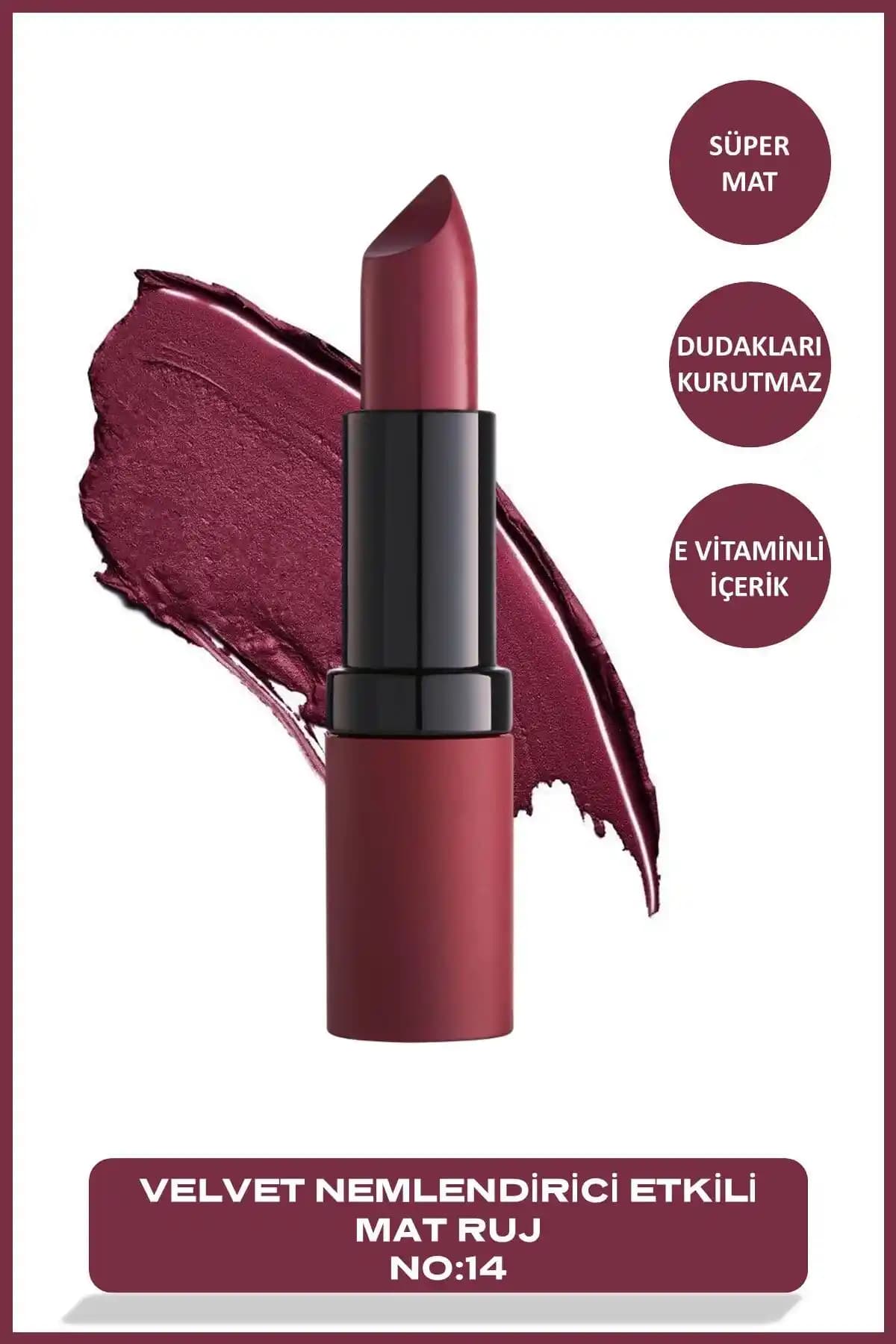 Golden Rose Velvet Matte Ruj No:14 Pink Flambe - Şık ve Kalıcı Dudak Makyajı Ürünü