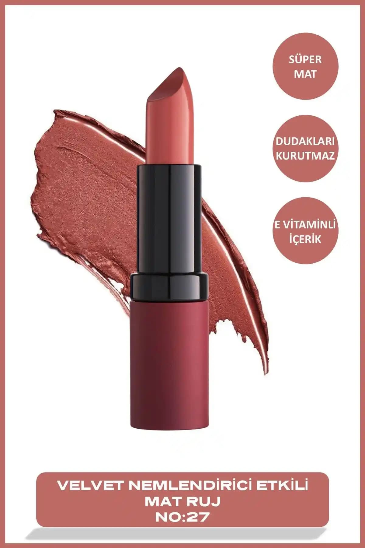 Golden Rose Velvet Matte Ruj No: 27 Vintage Pink ile Doğal ve Şık Dudaklar