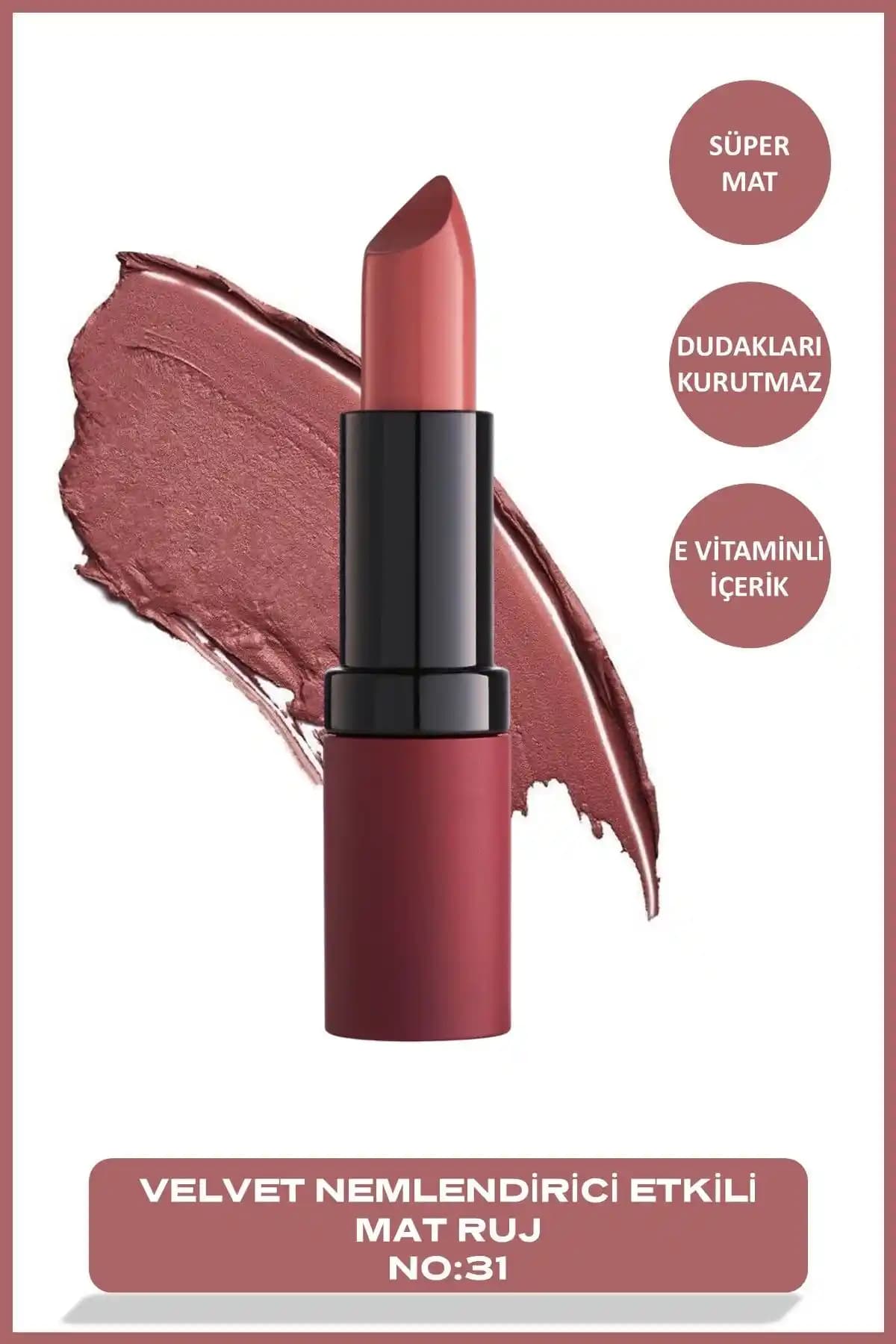 Golden Rose Velvet Matte Ruj No: 31 Light Rose - Doğal ve Kalıcı Dudak Makyajı İçin İdeal