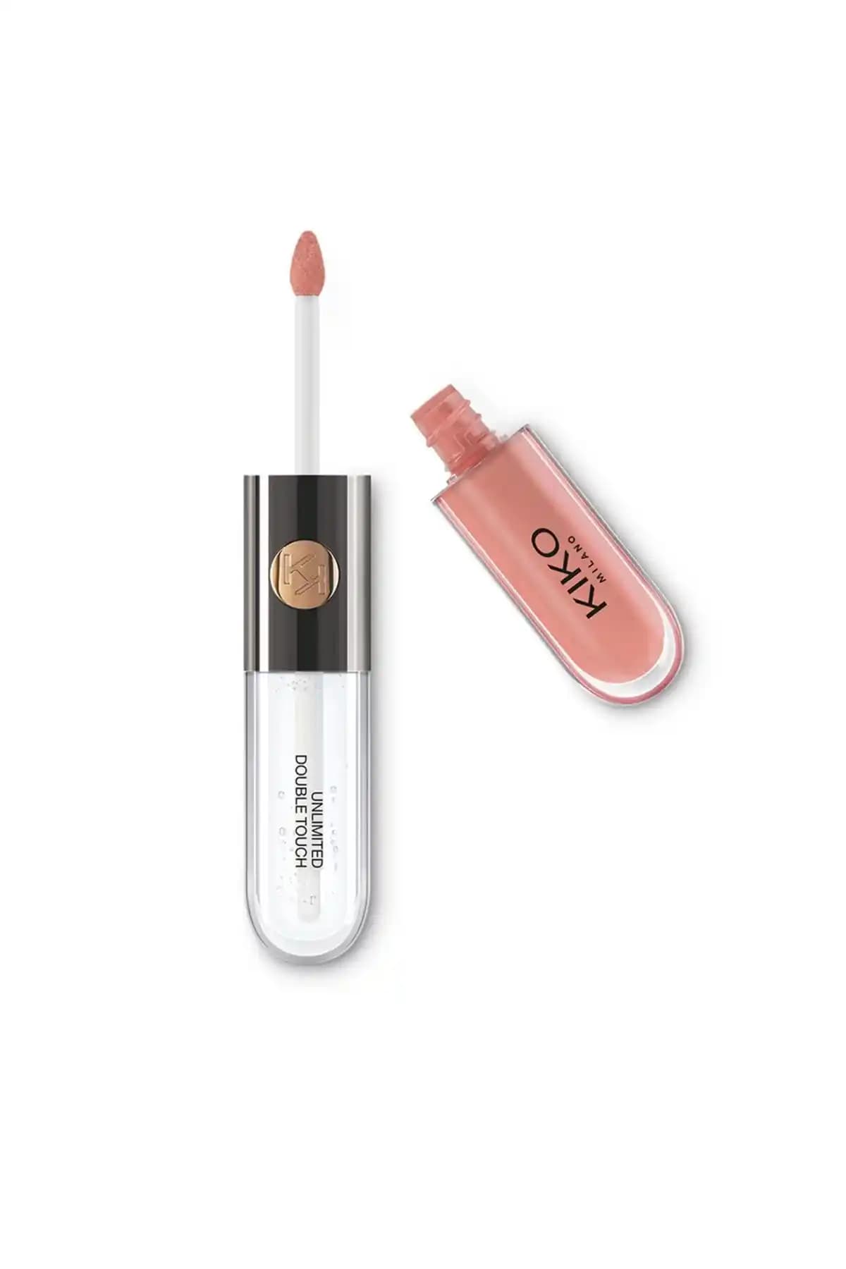 KIKO Likit Ruj - Unlimited Double Touch 102 Satin Rosy Beige ile doğal ve parlak dudaklar