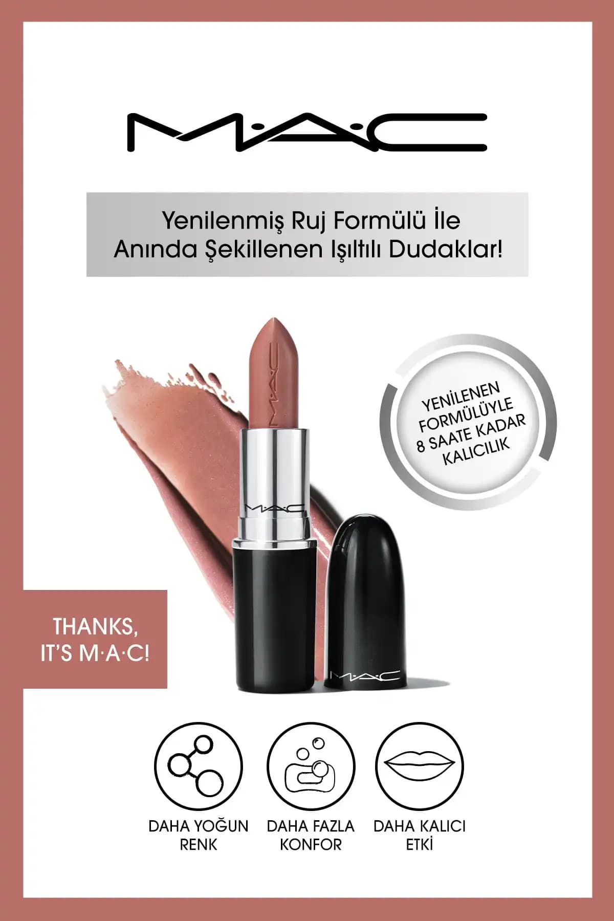 Mac Lustreglass Sheer-Shine Ruj: Doğal Parlaklık ve Nemlendirme Özelliğiyle Günlük Kullanım İçin