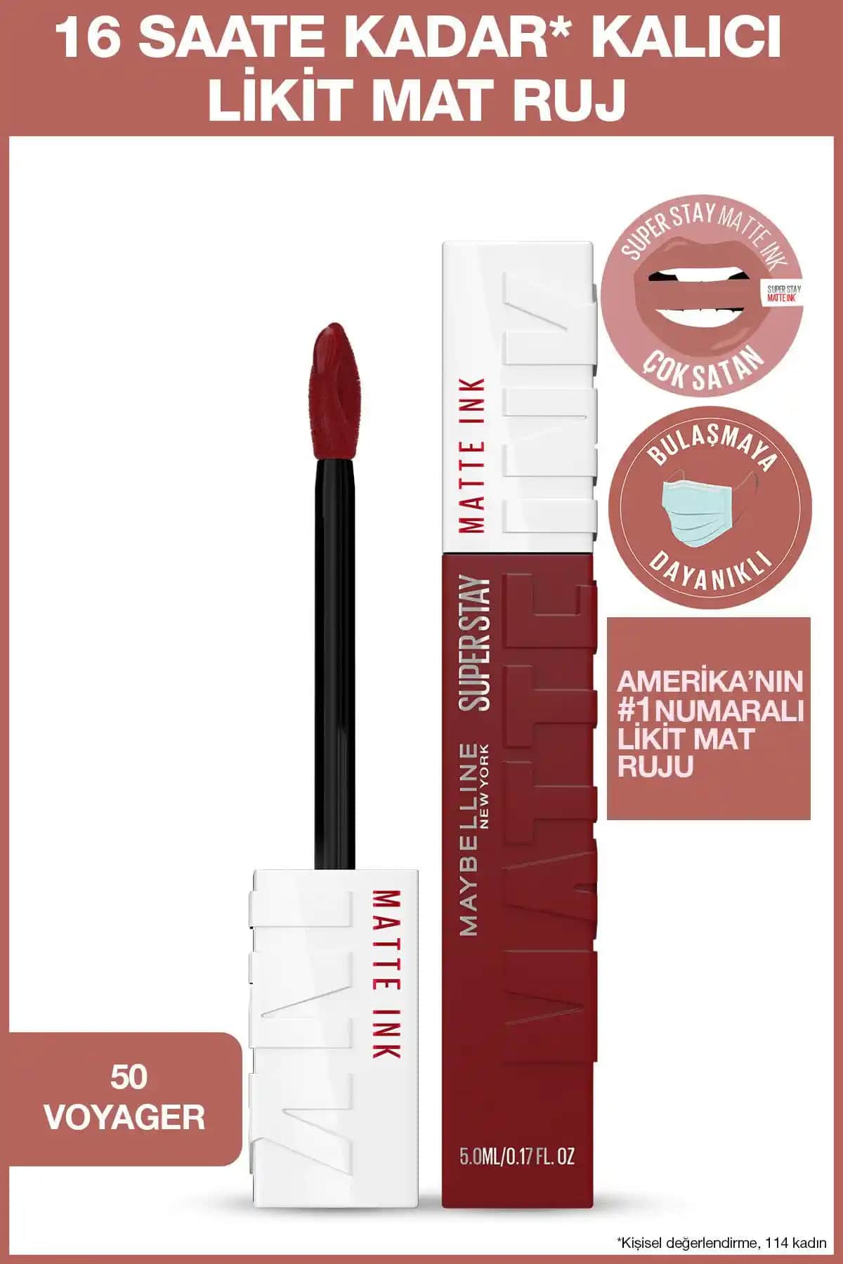 Maybelline Superstay Matte Ink 50 Voyager Kalıcı Ruj: Uzun Süreli ve Yoğun Renkli Dudaklar
