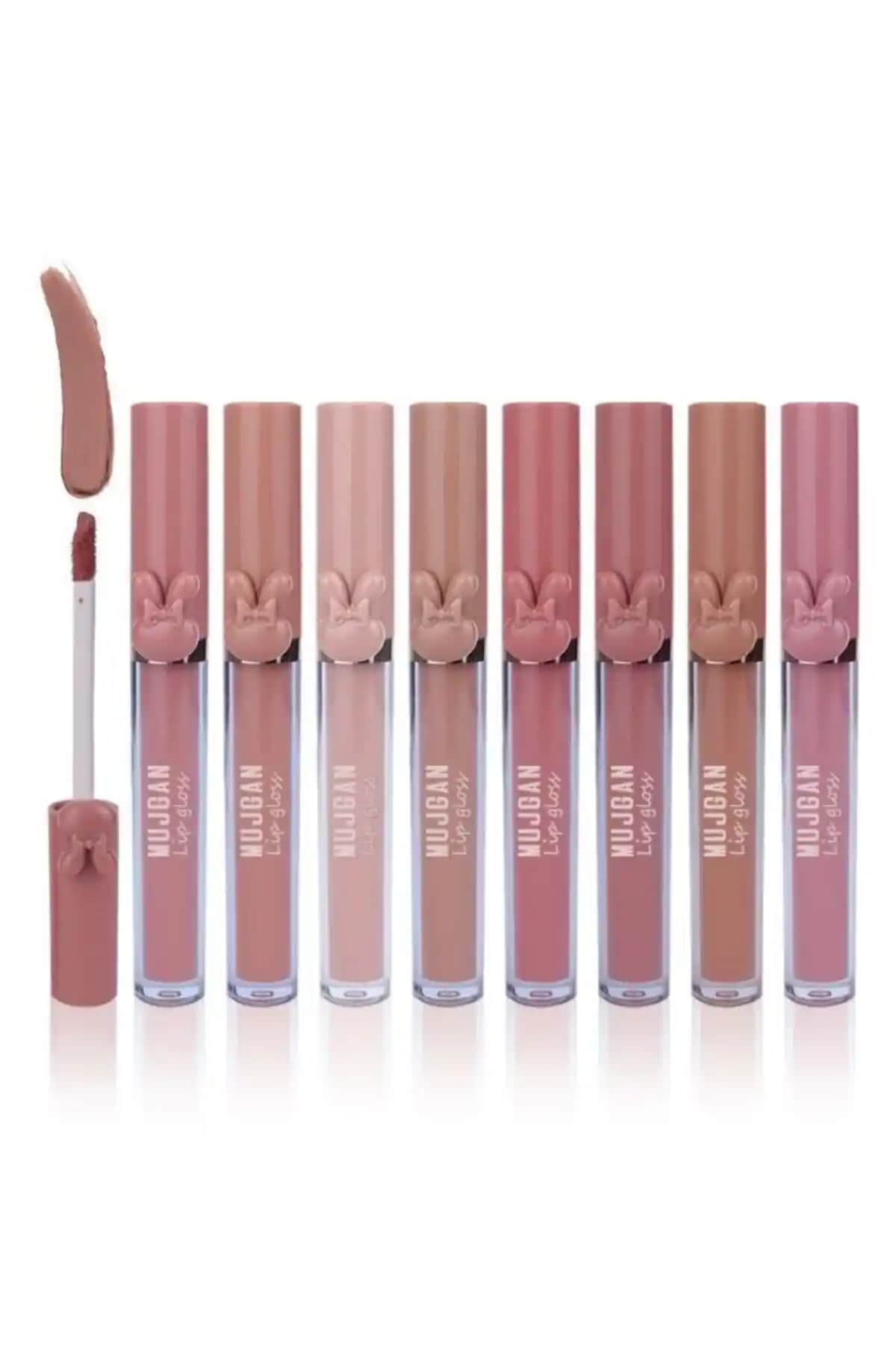 MUJGAN Şapka Tasarımlı 8'li Likit Ruj Seti Modern ve Kalıcı Makyaj İçin Uygun