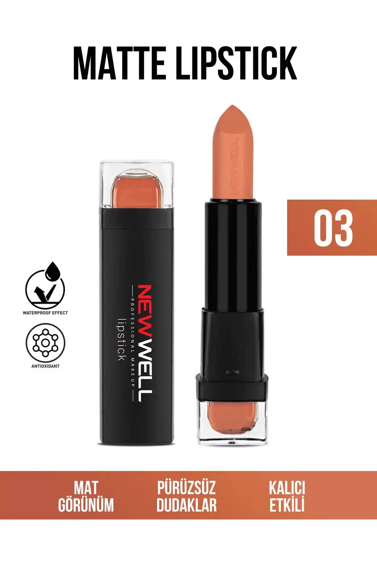 Yeni Well Lipstick 03 Dudak Rujları: Doğal ve Kalıcı Günlük Makyaj İçin Uygun