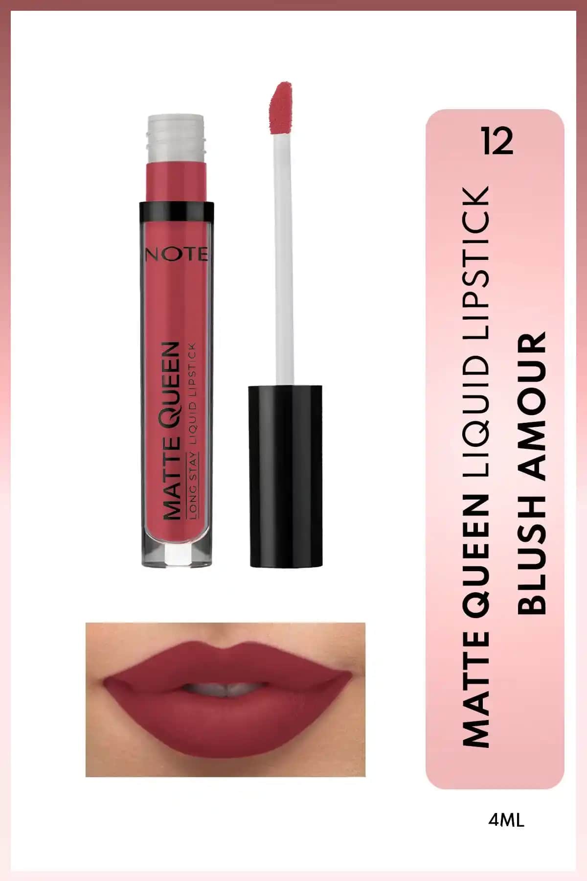Note Cosmetics Matte Queen Lipstick Pembe Renkli Kalıcı ve Şık Sıvı Mat Ruj