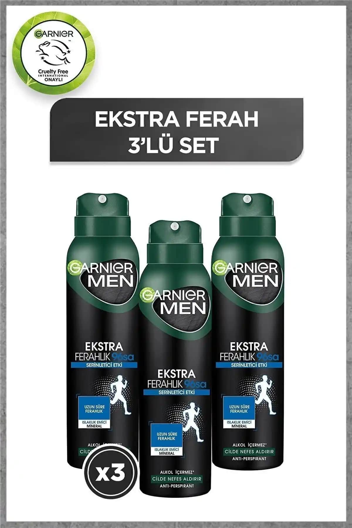 Garnier 3'lü Men Ekstra Ferahlık Aerosol Seti ile Cilt Ferahlığı Sağlayın