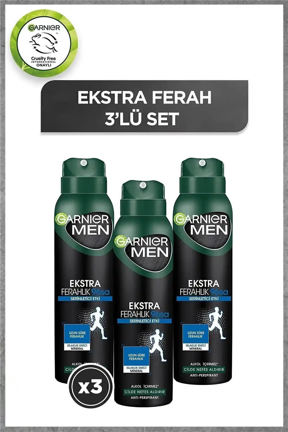 Garnier 3'lü Men Ekstra Ferahlık Aerosol Seti ile Cilt Ferahlığı Sağlayın
