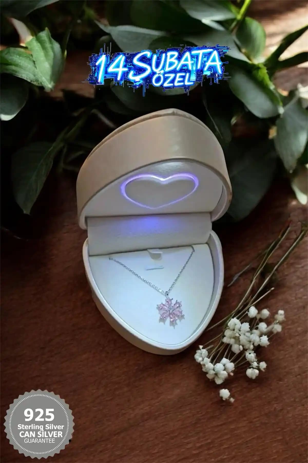 925 Ayar Gümüş Pembe Zirkon Taşlı Manolya Çiçeği Kolye Zarif ve Anlamlı Tasarım