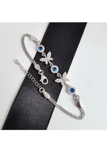 925 Ayar Gümüş Safir Taşlı Kelebek Motifli Kadın Bileklik Özellikleri ve Tasarımı