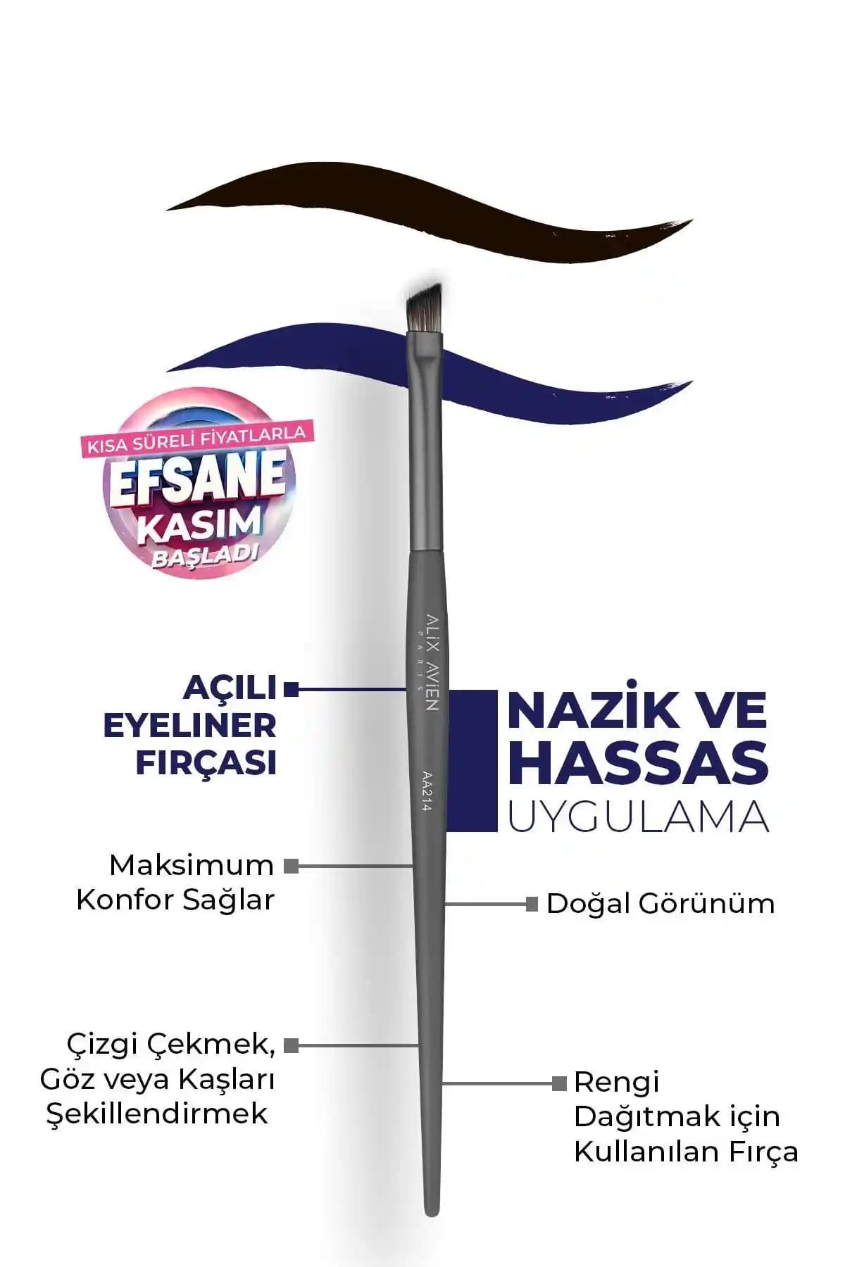 Alix Avien Açılı Eyeliner Fırçası Small Angle Brush AA214 Profesyonel Makyaj Aracı