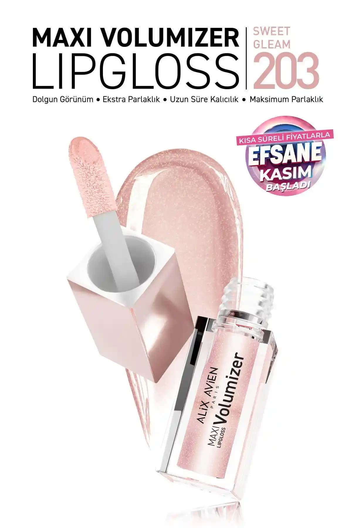 Alix Avien Maxivolumizer Lipgloss 203 Parlaklık ve Dolgunluk Sağlayan Pembe Dudak Parlatıcısı