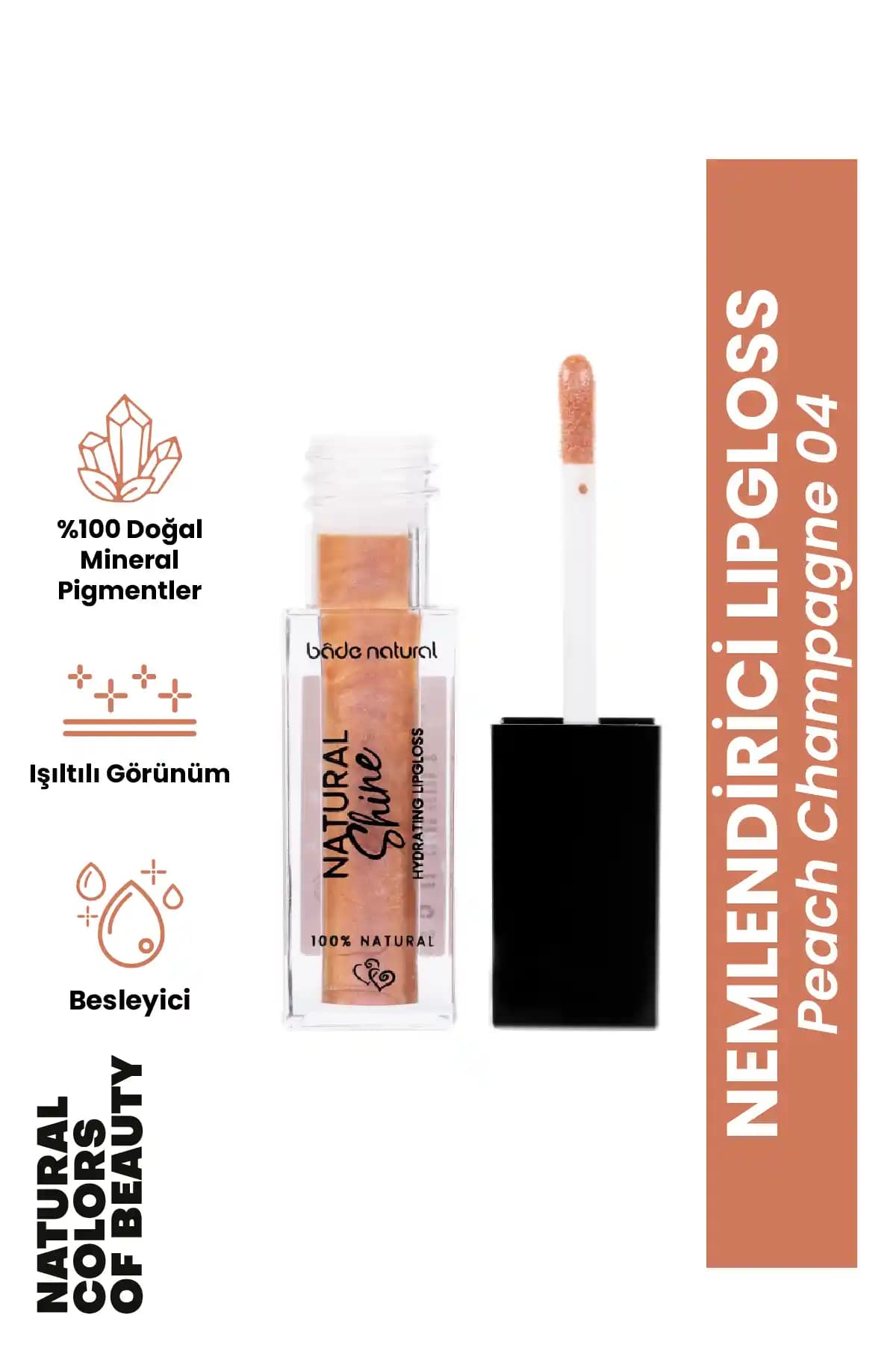 Bade Natural Peach Champagne 04 Doğal ve Parlak Dudaklar İçin Nemlendirici Lip Glossi