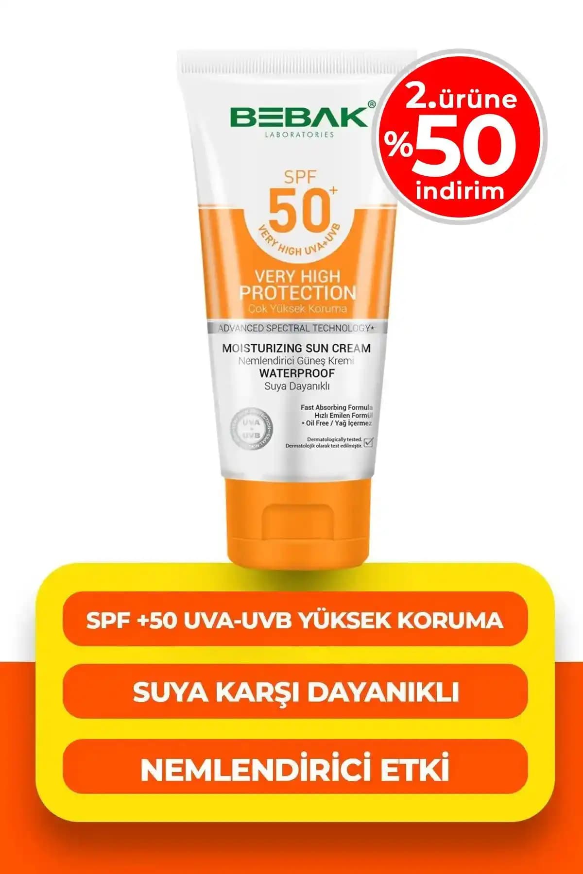 Bebak Güneş Kremi 75 ML SPF 50+ Su Bazlı, Vegan, Hassas Ciltler İçin Güçlü Koruma