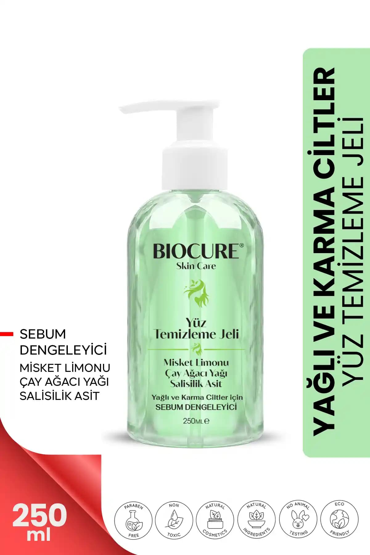 Biocure Yüz Temizleme Jeli: Karma ve Yağlı Ciltler İçin Derinlemesine Temizlik ve Bakım
