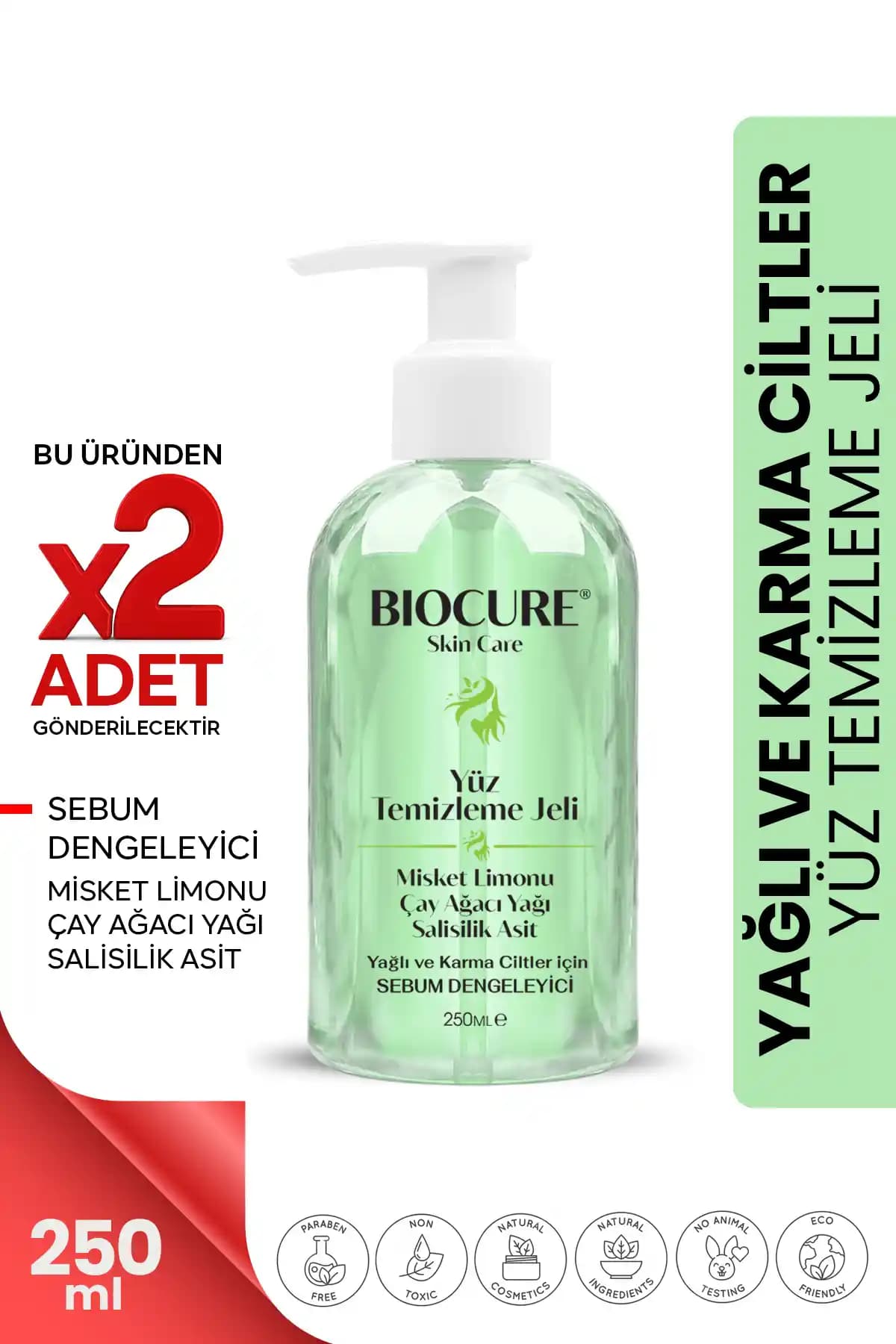Biocure Yüz Temizleme Jeli: Karma ve Yağlı Ciltler İçin Derinlemesine Temizlik ve Sağlıklı Cilt Bakımı