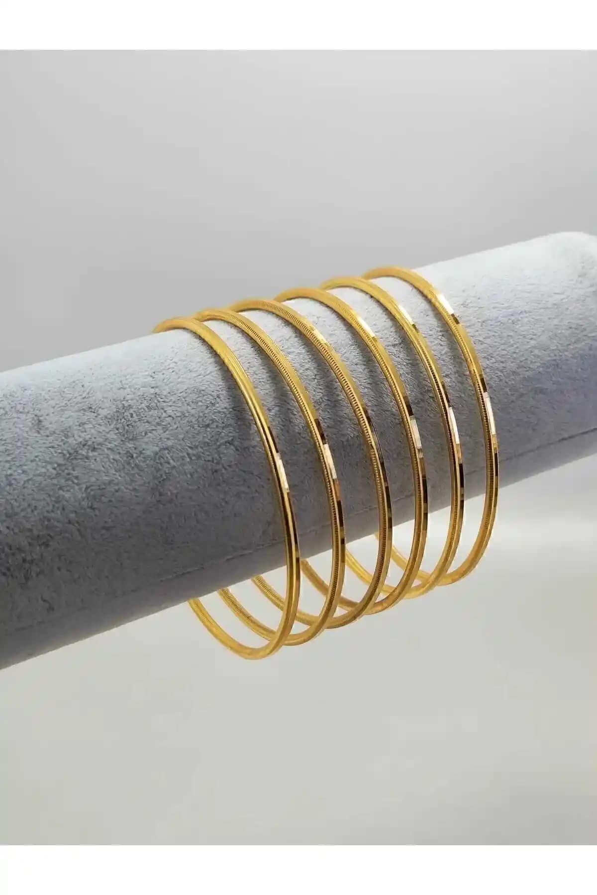 CASELN 22 Ayar Altın Kaplama Tırtıklı Ajda Ray Bilezik: Şıklık ve Kalite Bir Arada