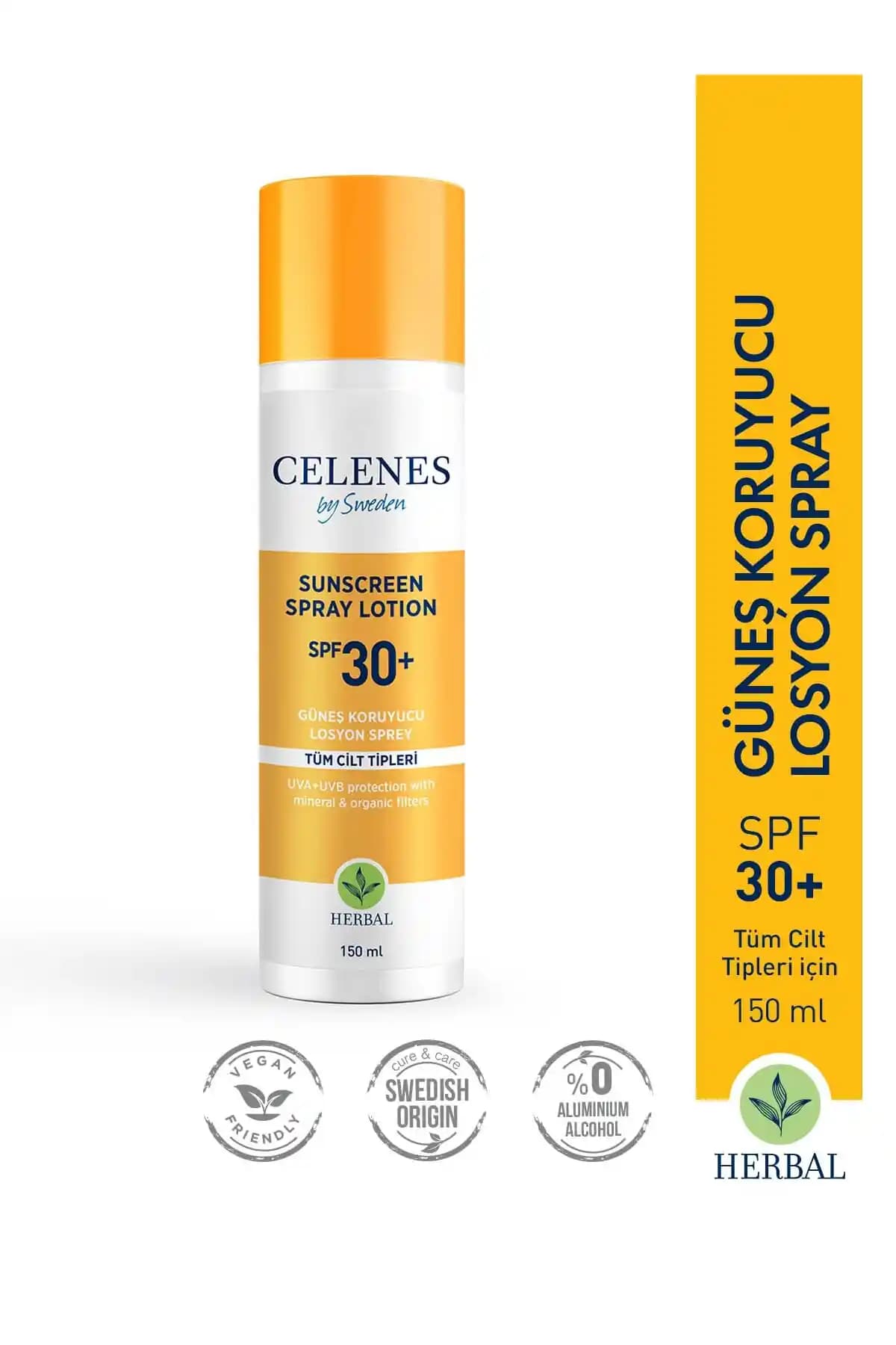 Celenes by Sweden Güneş Koruyucu Losyon Sprey SPF 50+ yüksek koruma ve kolay kullanım