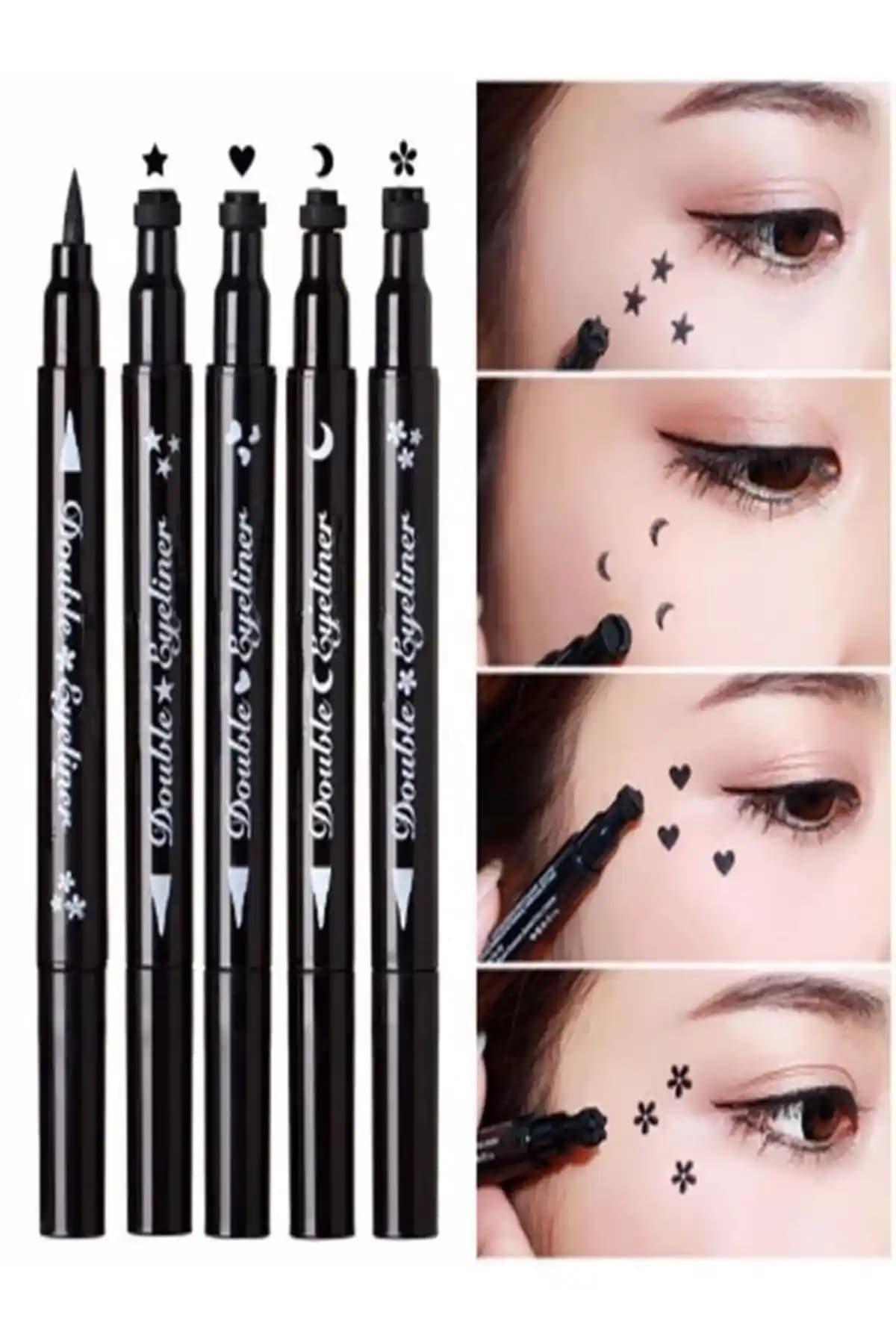 Çift Taraflı Yıldız, Kalp, Ay ve Çiçek Desenli Kalem Eyeliner ile Göz Makyajında Fark Yaratın