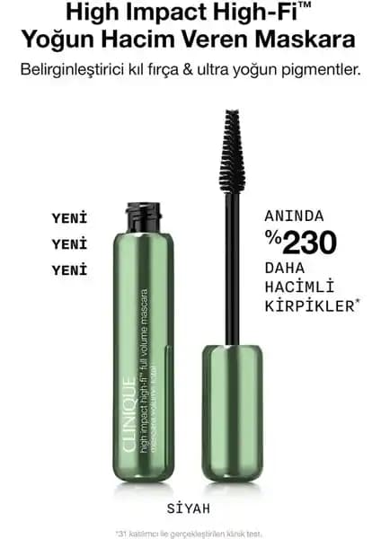 Clinique High Impact™ High-Fi™ Maskara ile gözlerde doğal ve etkileyici hacim sağlayan yüksek performanslı ürün
