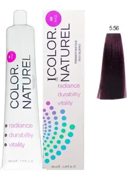 Color Naturel Saç Boyası 5.56 Koyu Akaju Kızıl Kalıcı ve Doğal Renkler İçin Uygun