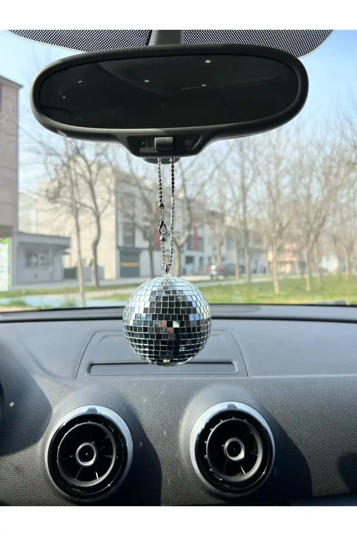 DEKOELF Dikiz Aynası Süsü Disko Topu 8 Cm Modern ve Şık Dekoratif Aksesuar