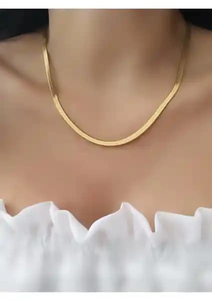 Demokan Kadın Yüksek Kalite Çelik İtalyan Zincir Kolye 45cm Şıklık ve Dayanıklılık Sunar
