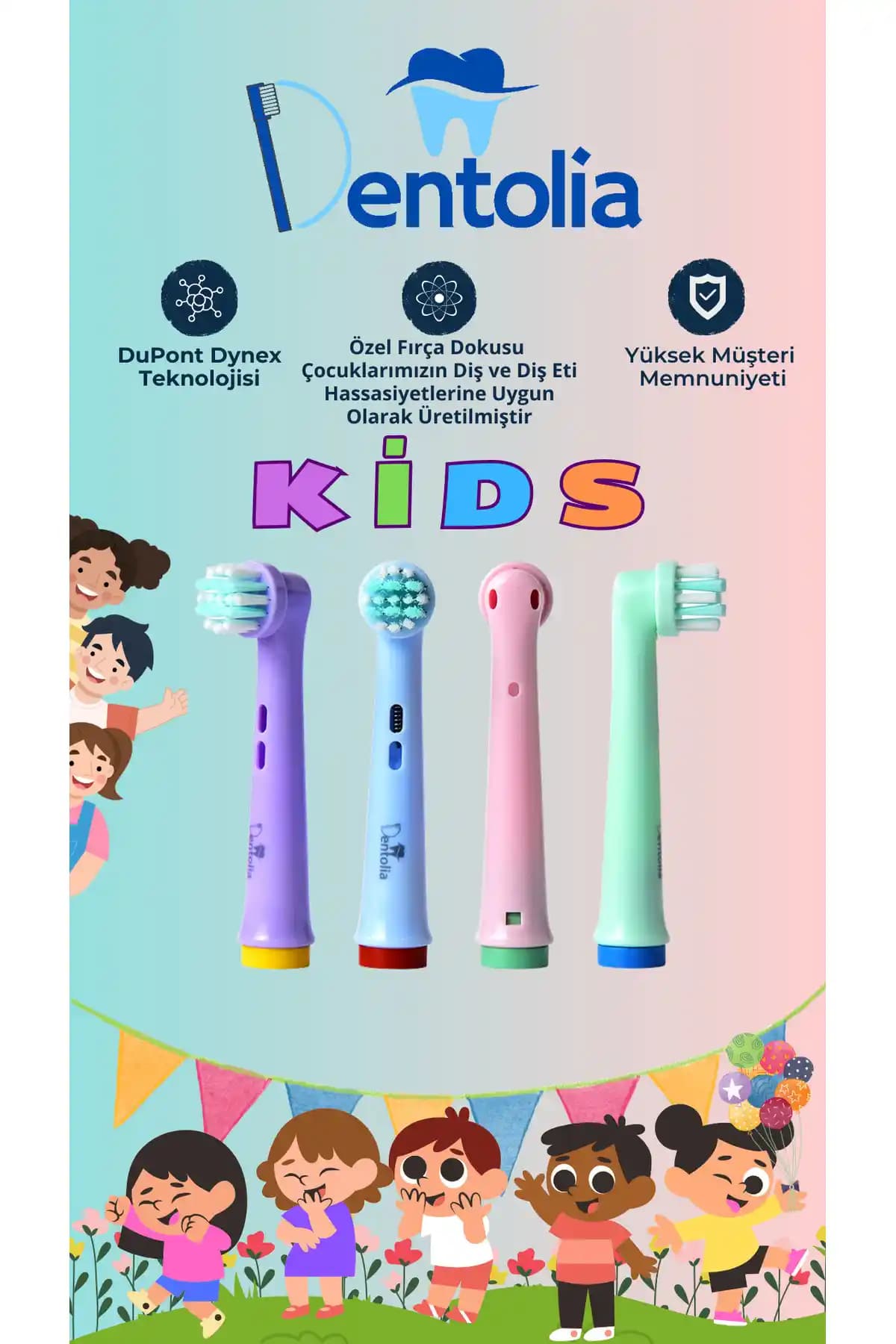 Dentolia Çocuk Diş Fırçası Yedek Başlığı Oral-b Uyumlu Güvenli Temizlik