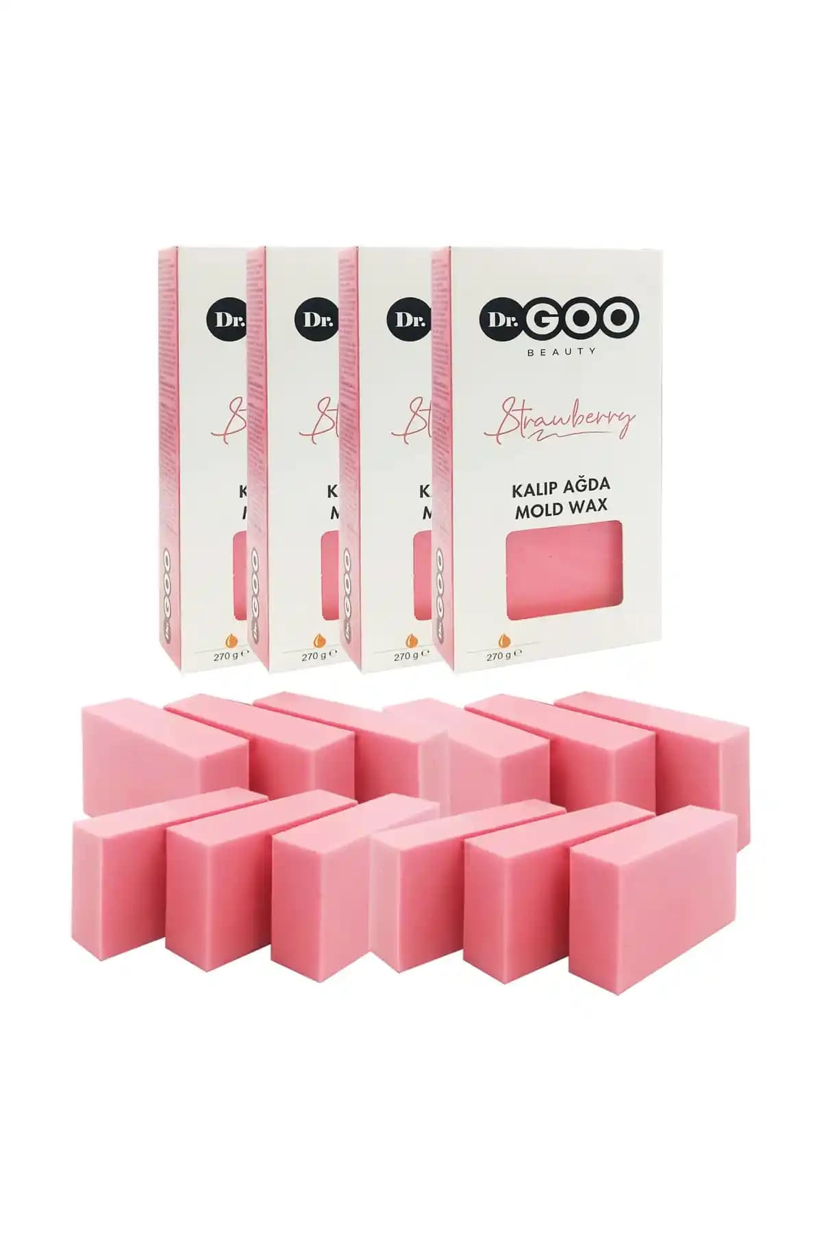 Dr. Goo Beauty 4'lü Kalıp Ağda 1080g Çilek Doğal ve Hassas Ciltler İçin Güvenli Ağda Seti