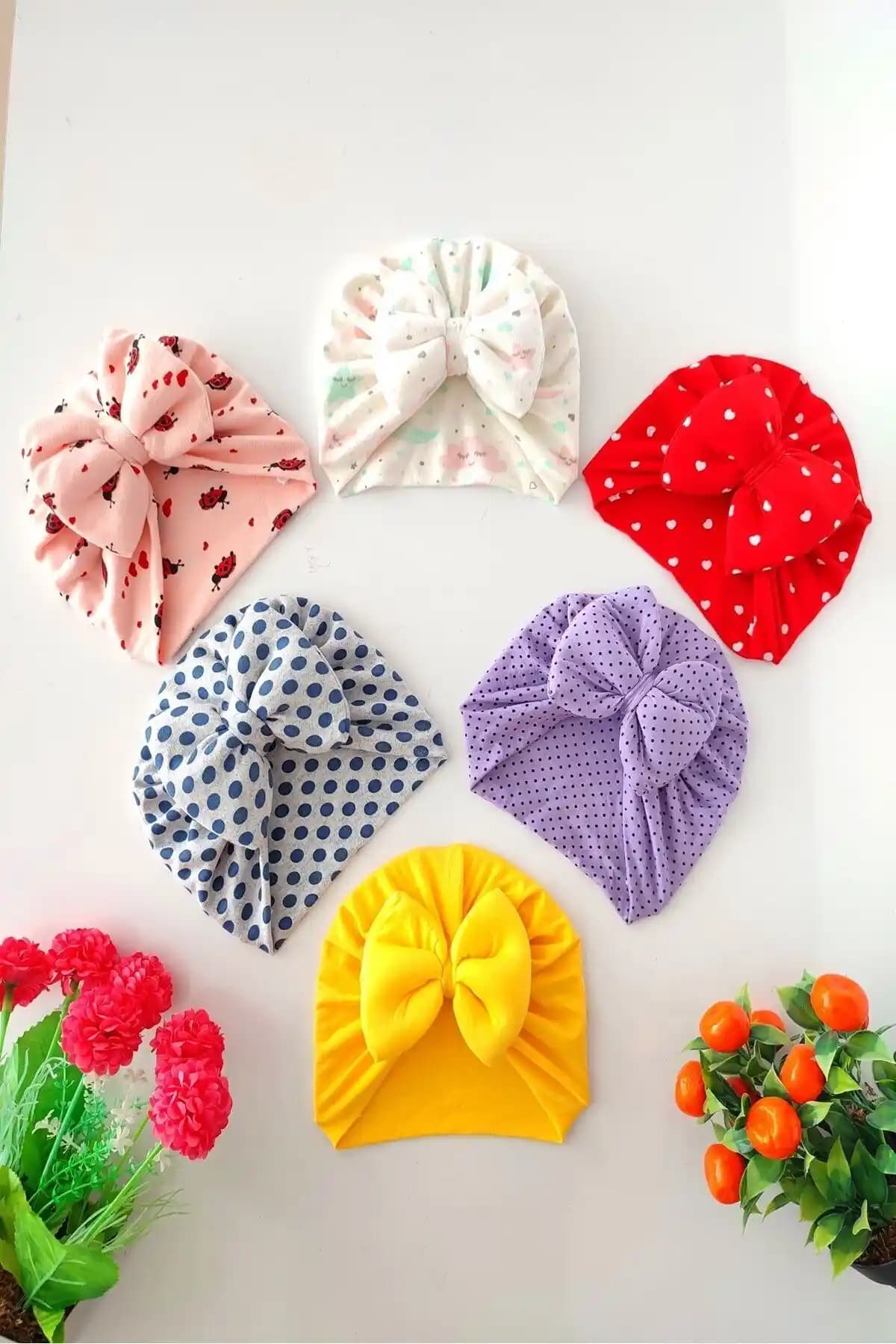 Dubi Baby Renkli Desenli 6'lı Kız Bebek Bone Takımı Rahat ve Şık Tasarım