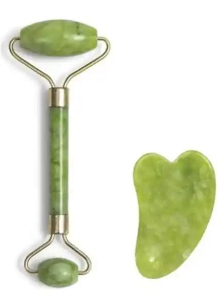 Dvl 2'li Cilt Bakım Seti Yeşim Taşı Faceroller ve Gua Sha ile Güzellik ve Sağlık