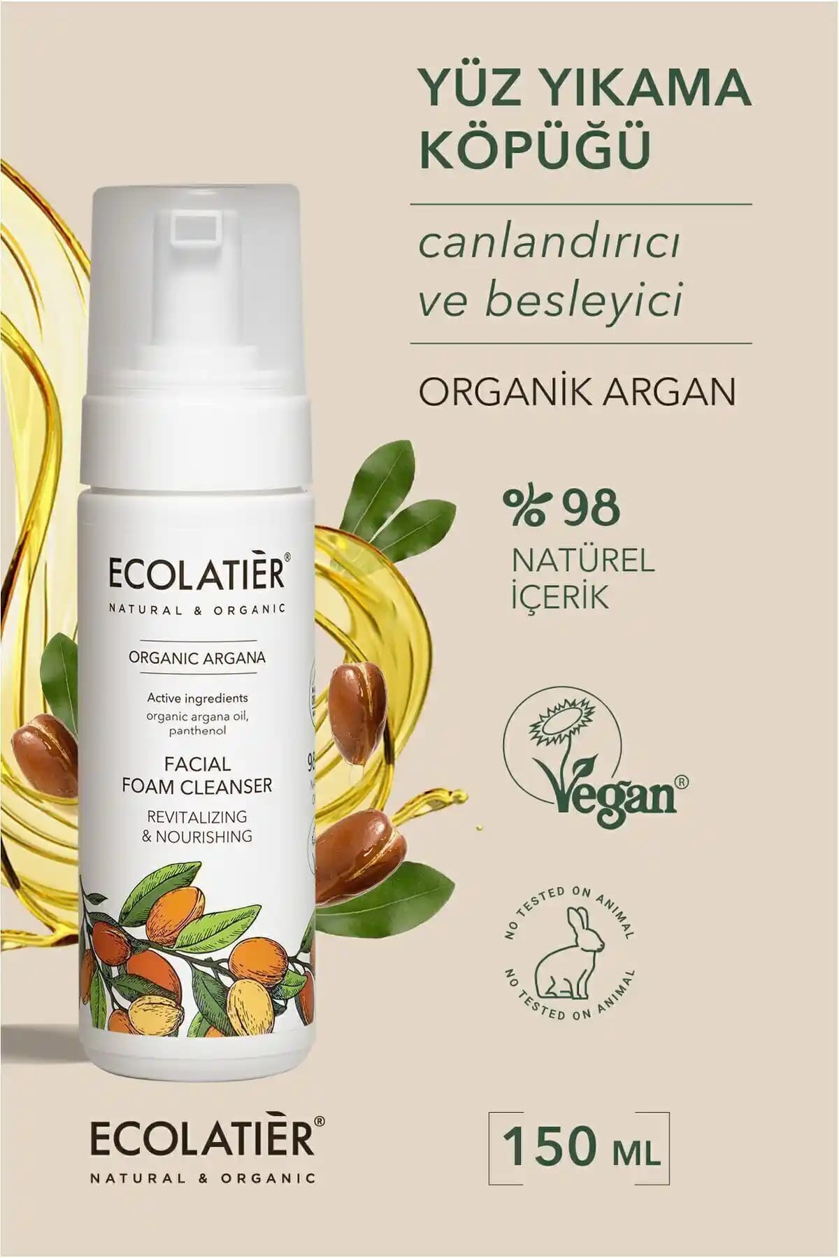 ECOLATIER Yüz Temizleme Köpüğü Hassas Ciltler İçin Doğal ve Güvenli Temizlik Çözümü