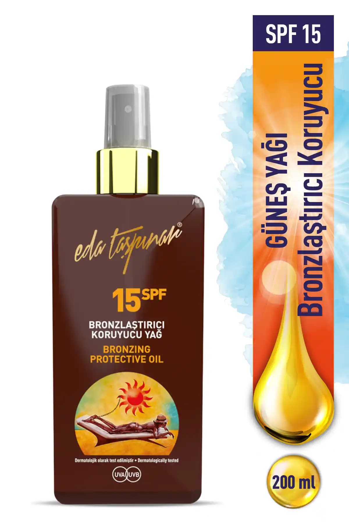 Eda Taşpınar Bronzlaştırıcı Koruyucu Yağ Sprey 200 ml Güneşle Dansın ve Sağlıklı Bronzluk Anahtarı