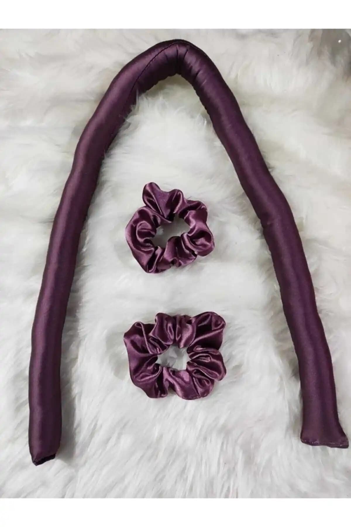 Elvinege Açık Lila Renk Isısız Saç Şekillendirici Saç Sosisi ve Aksesuar Seti