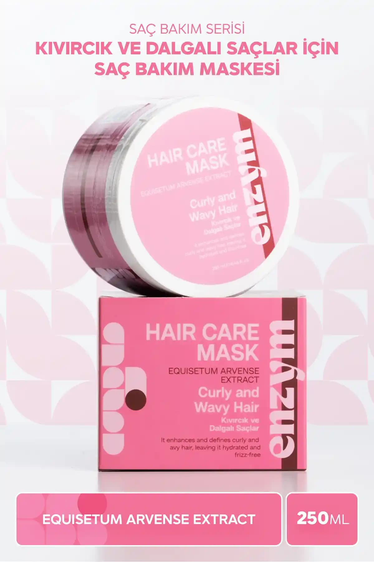 ENZYM COSMETICS Kıvırcık ve Dalgalı Saçlar İçin Bakım Maskesi 250 ml ile Saçlara Hacim ve Belirgin Bukleler