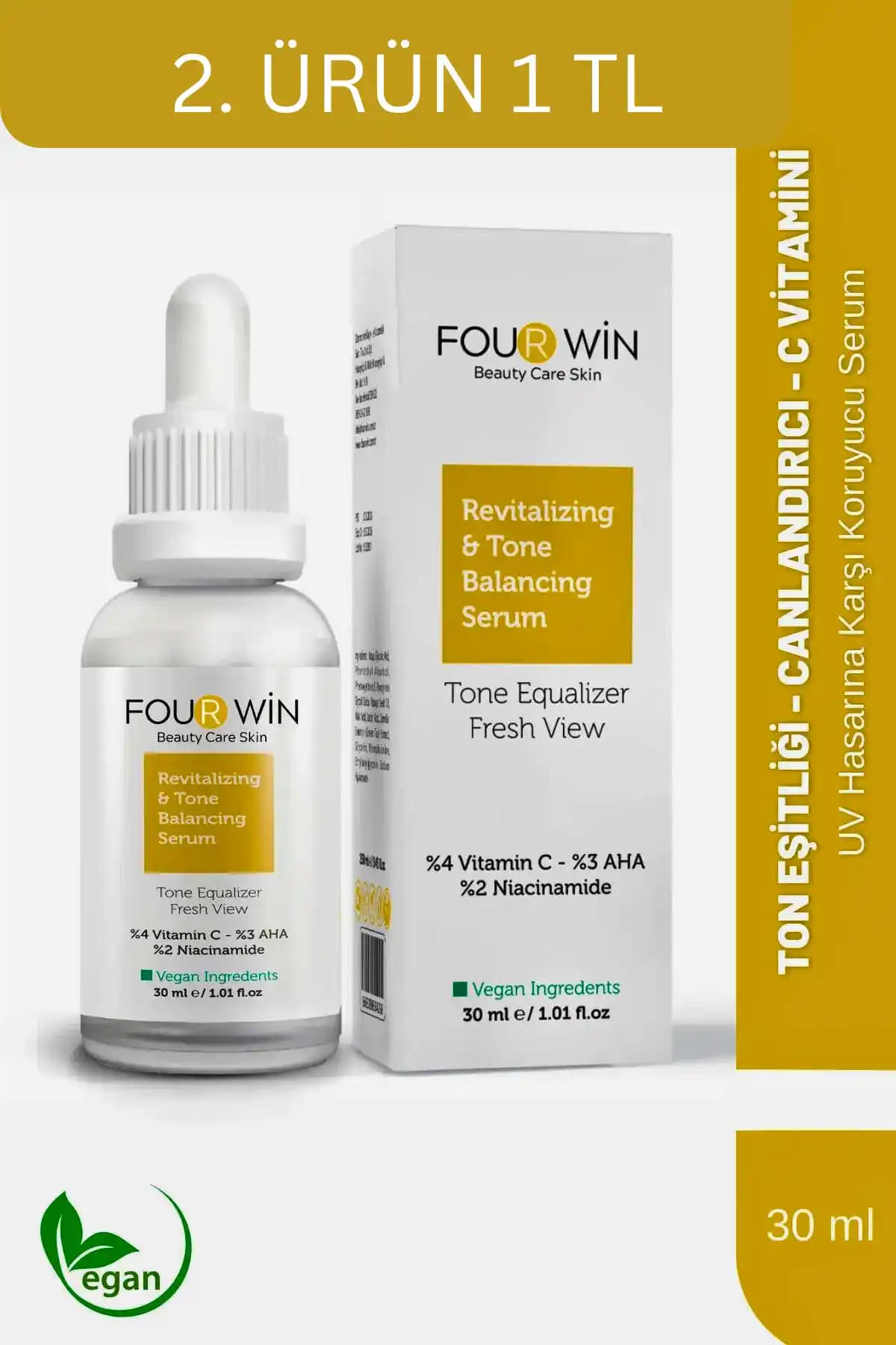 Four Win Vitamin C ve Renk Eşitleyici Serum ile Ciltte Parlaklık ve Sağlıklı Görünüm
