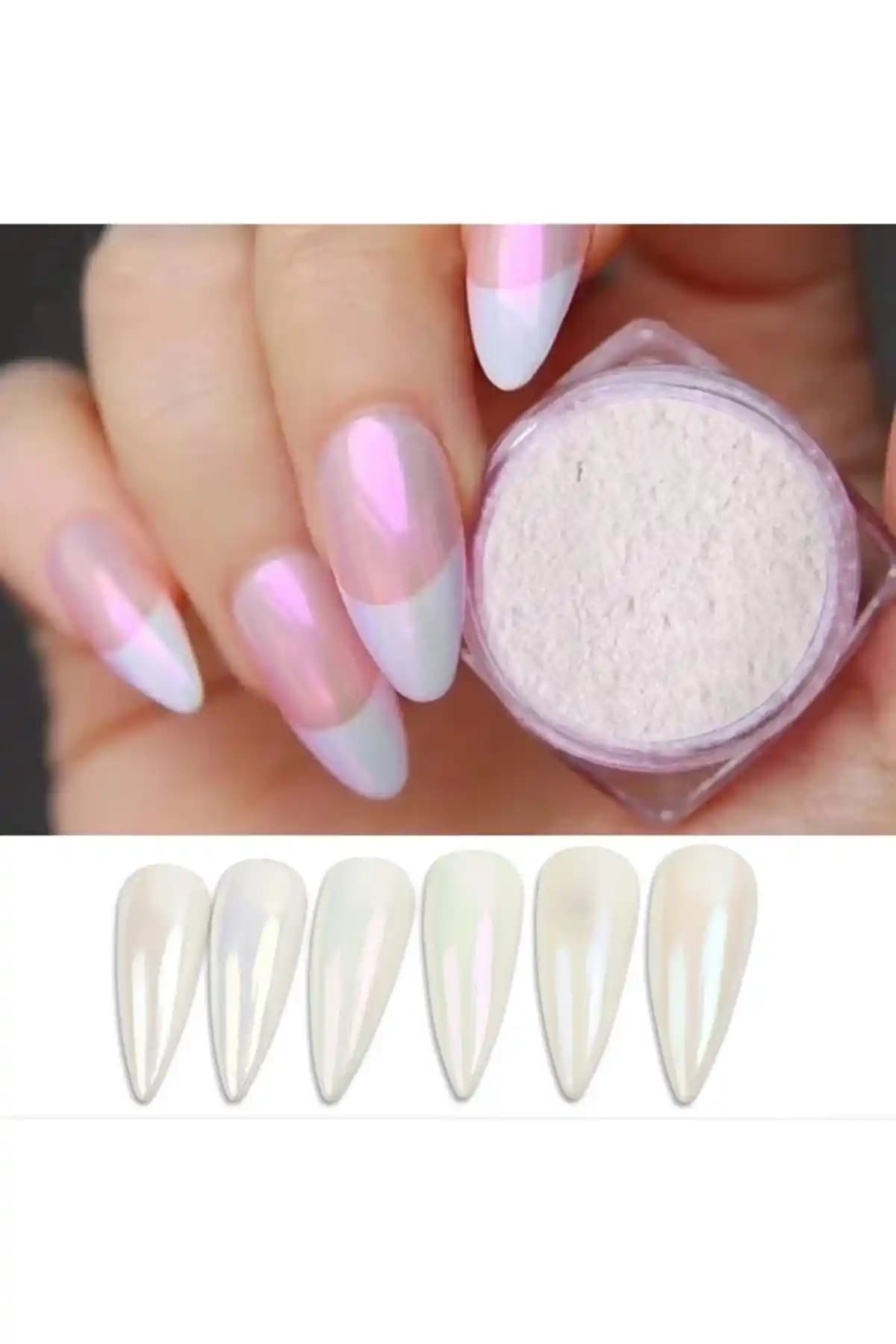 Francheska Nail Art Holografik Gökkuşağı Aurora Etkisi ve İnci Kabuğu Tozu İncelemesi