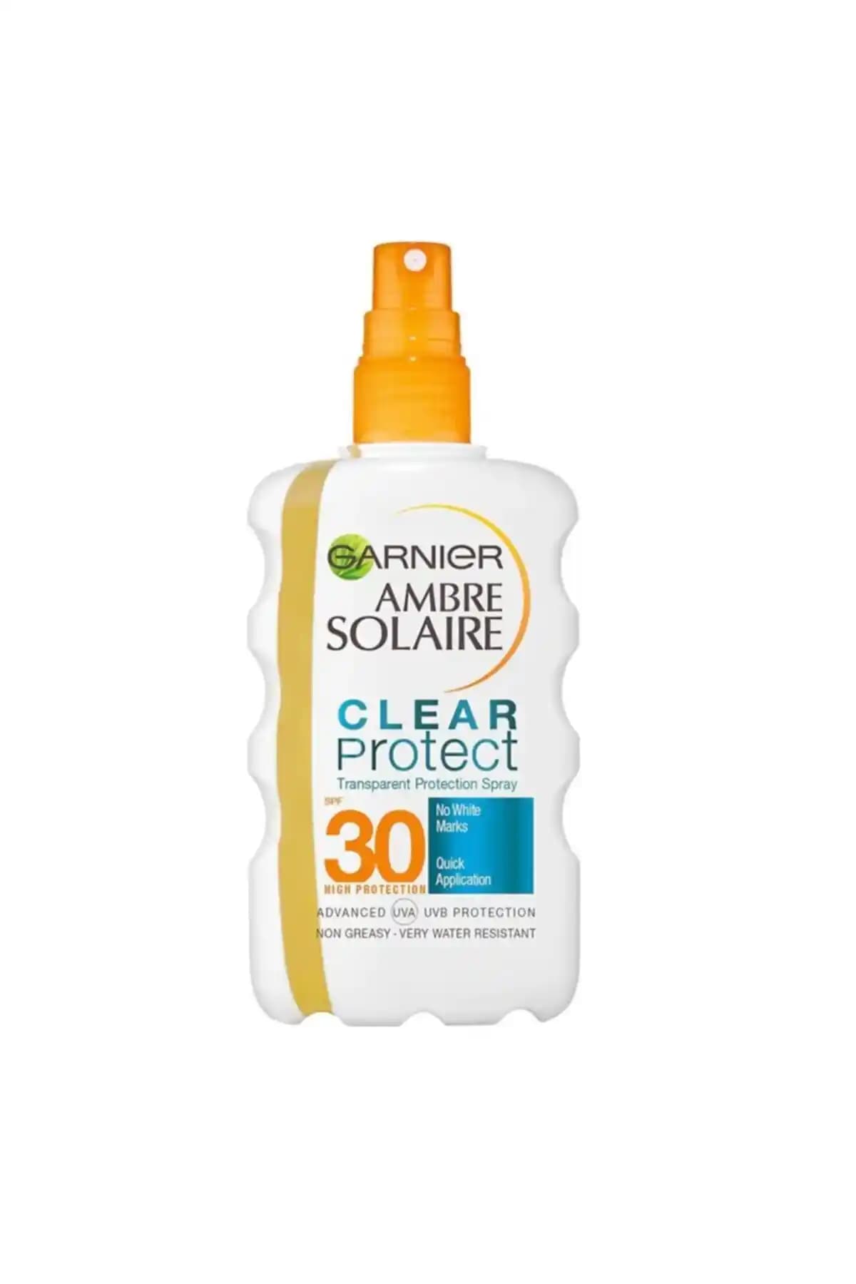 Garnier Ambre Solaire Clear Protect Şeffaf Vücut Spreyi SPF 30 ile Güneşten Güvenli Koruma