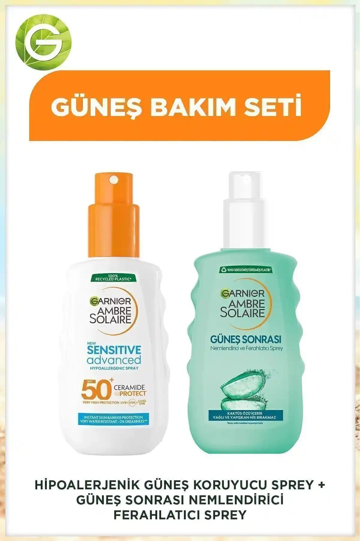 Garnier Sensitive Advanced SPF50 Güneş Koruyucu Sprey ve Güneş Sonrası Nemlendirici