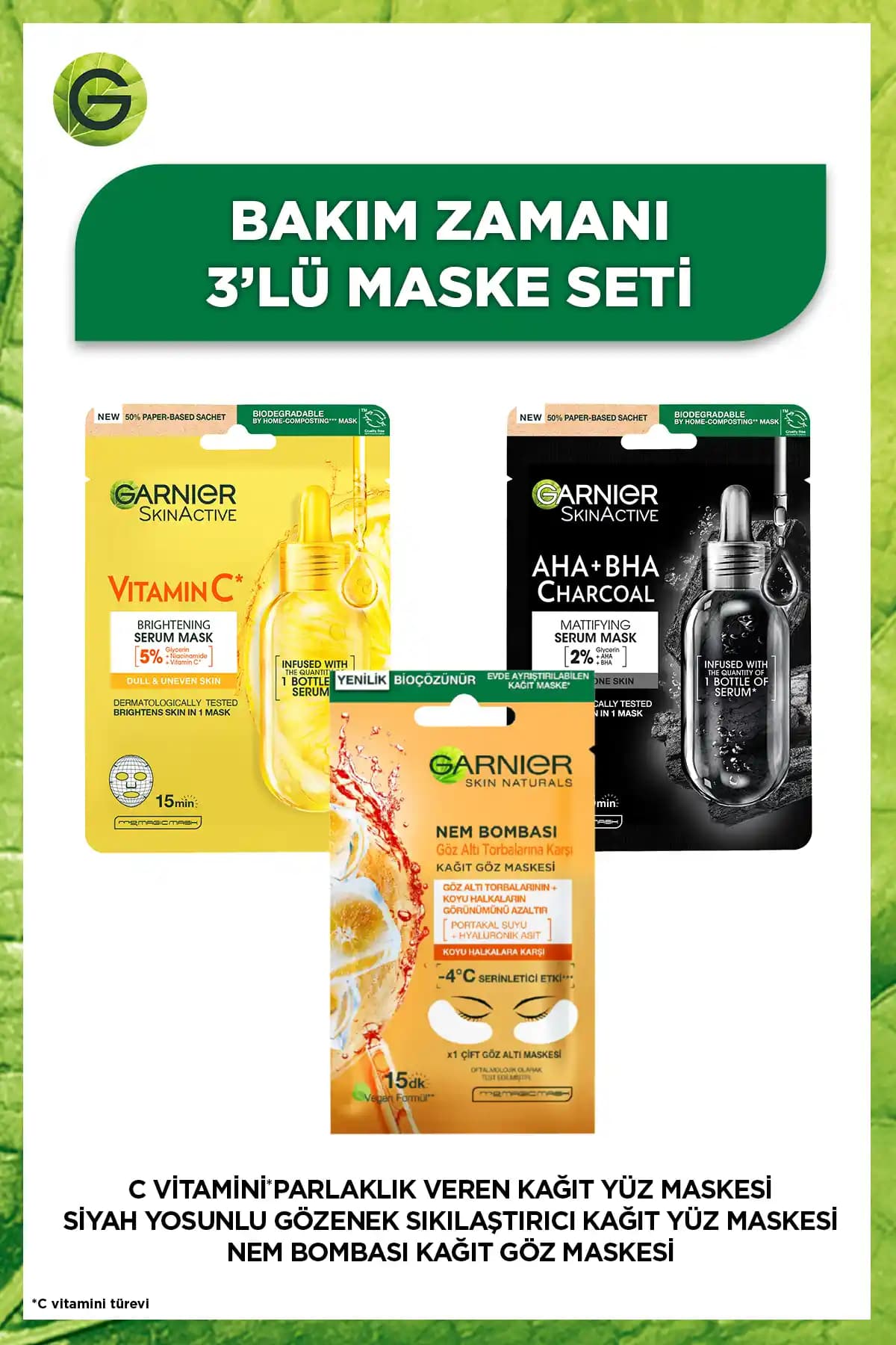 Garnier Siyah Yosun ve C Vitamini İçeren Göz Çevresi Maskesi Cilt Canlandırıcı Etki