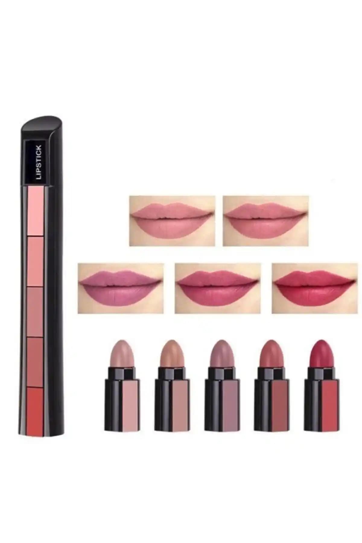 Genel Markalar Matruşka Kalem Model Ruj Seti 5li Şık ve Pratik Makyaj Çözümü