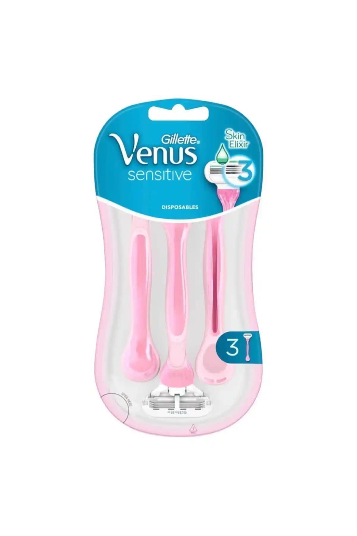 Gillette Venus Sensitive Kadın Tıraş Makinesi 3'lü Hassas Ciltler İçin Güvenilir ve Konforlu